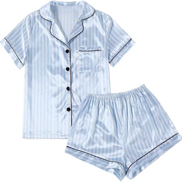 Lyaner Striped Satin PJ Set, NWT - Picture 1 of 4
